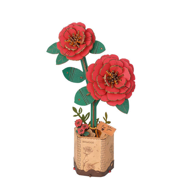 Drevené 3D puzzle - Červená kamélia ROWOOD TW031