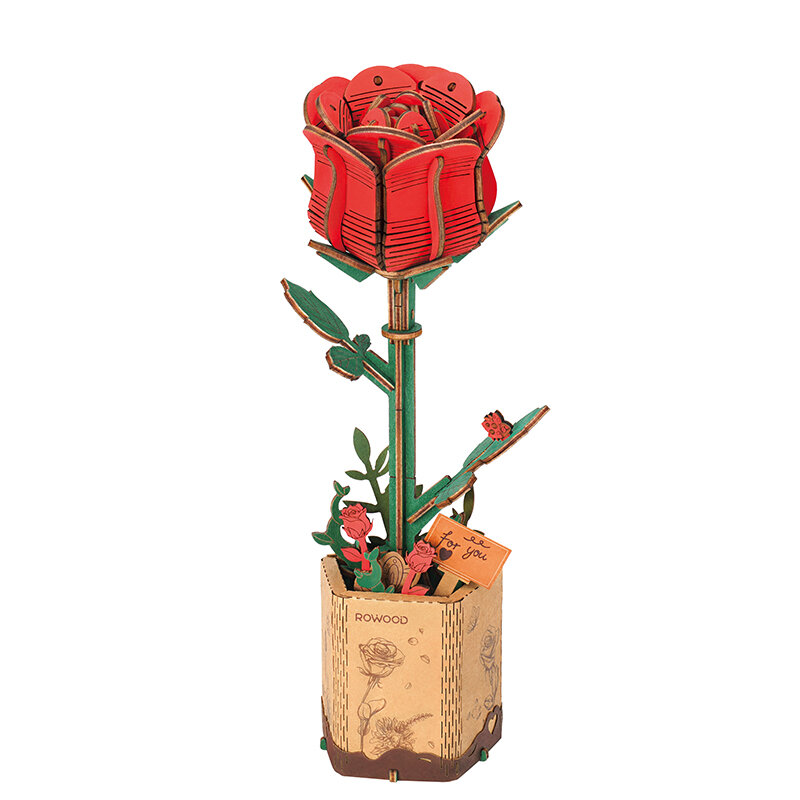 Drevené 3D puzzle - Červená ruža ROWOOD TW042