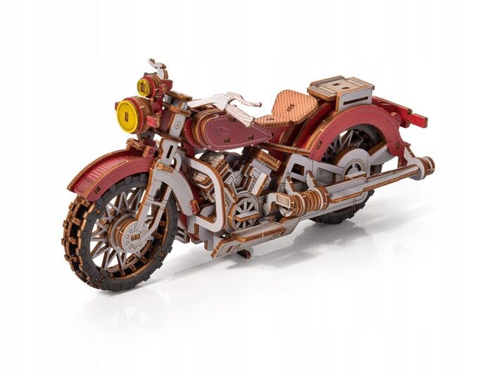 Drevené 3D puzzle - Červený motocykel Comanche Little Story E023R