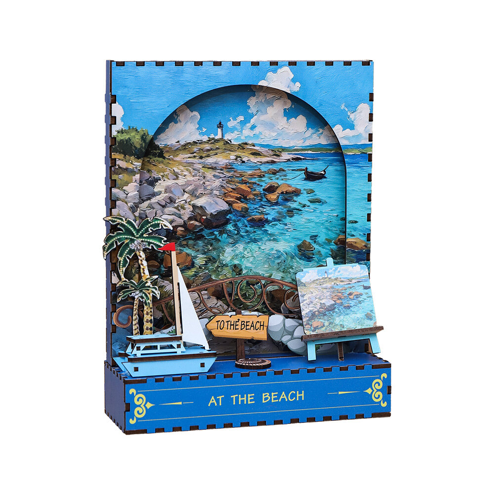 Drevené 3D puzzle - Slnečné pobrežie s majákom