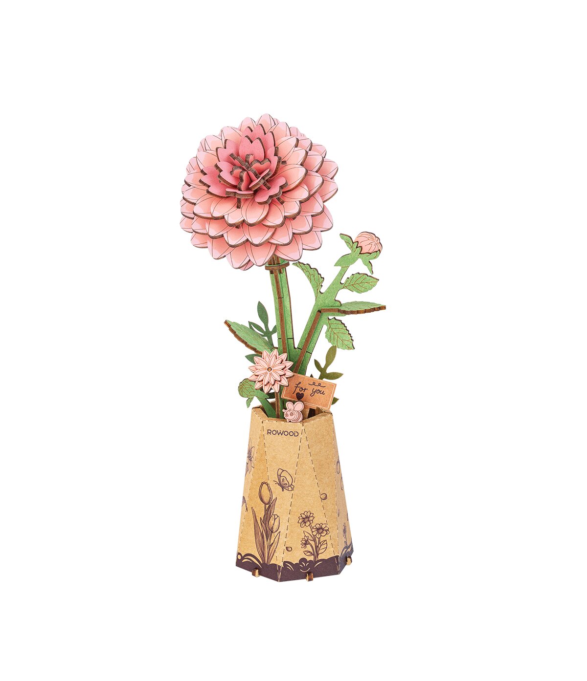 Drevené 3D puzzle - Ružová dahlia ROWOOD TW131
