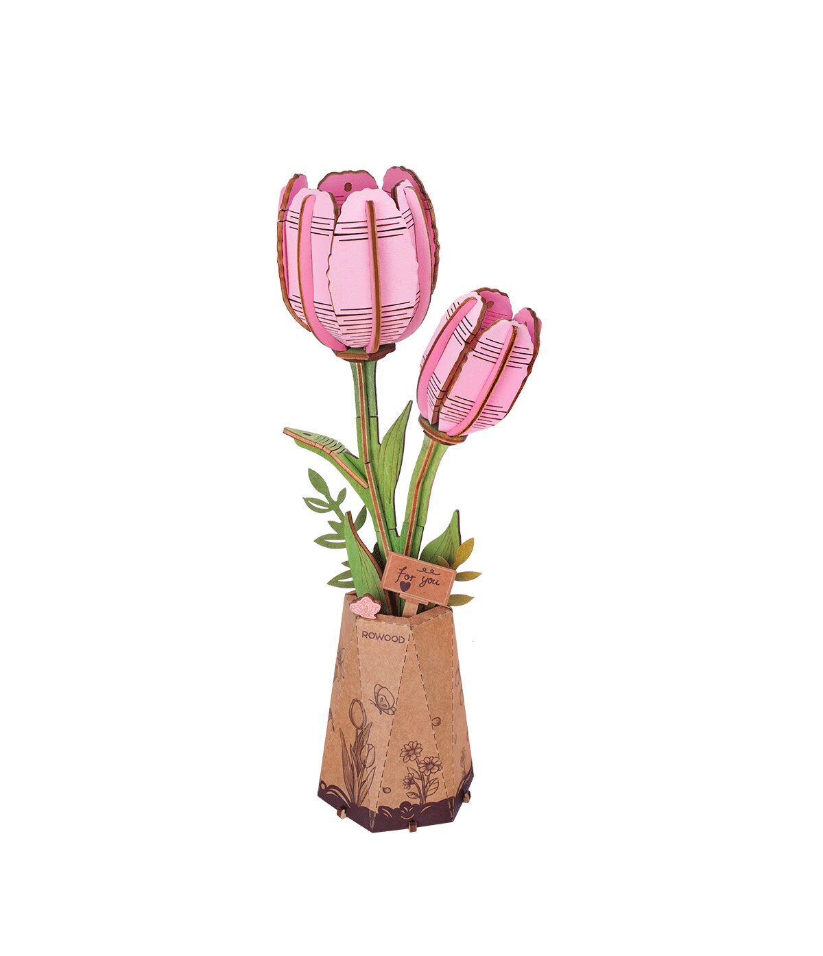 Drevené 3D puzzle - Ružový tulipán ROWOOD TW082