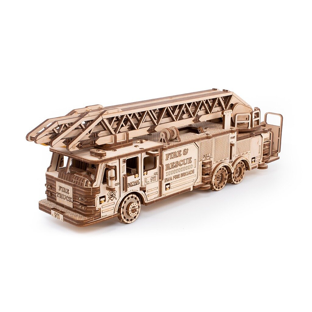Drevené mechanické 3D puzzle - Hasičské auto Eco Wood Art