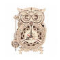 Drevené mechanické 3D puzzle - Hodiny sova ROKR LK503