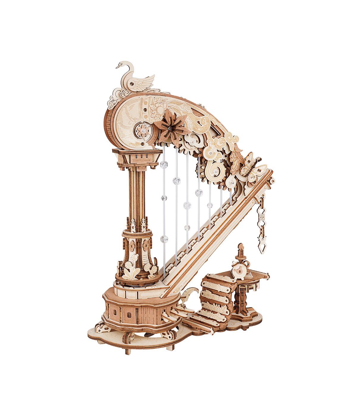 Drevené mechanické 3D puzzle - Magická harfa ROKR AMK71