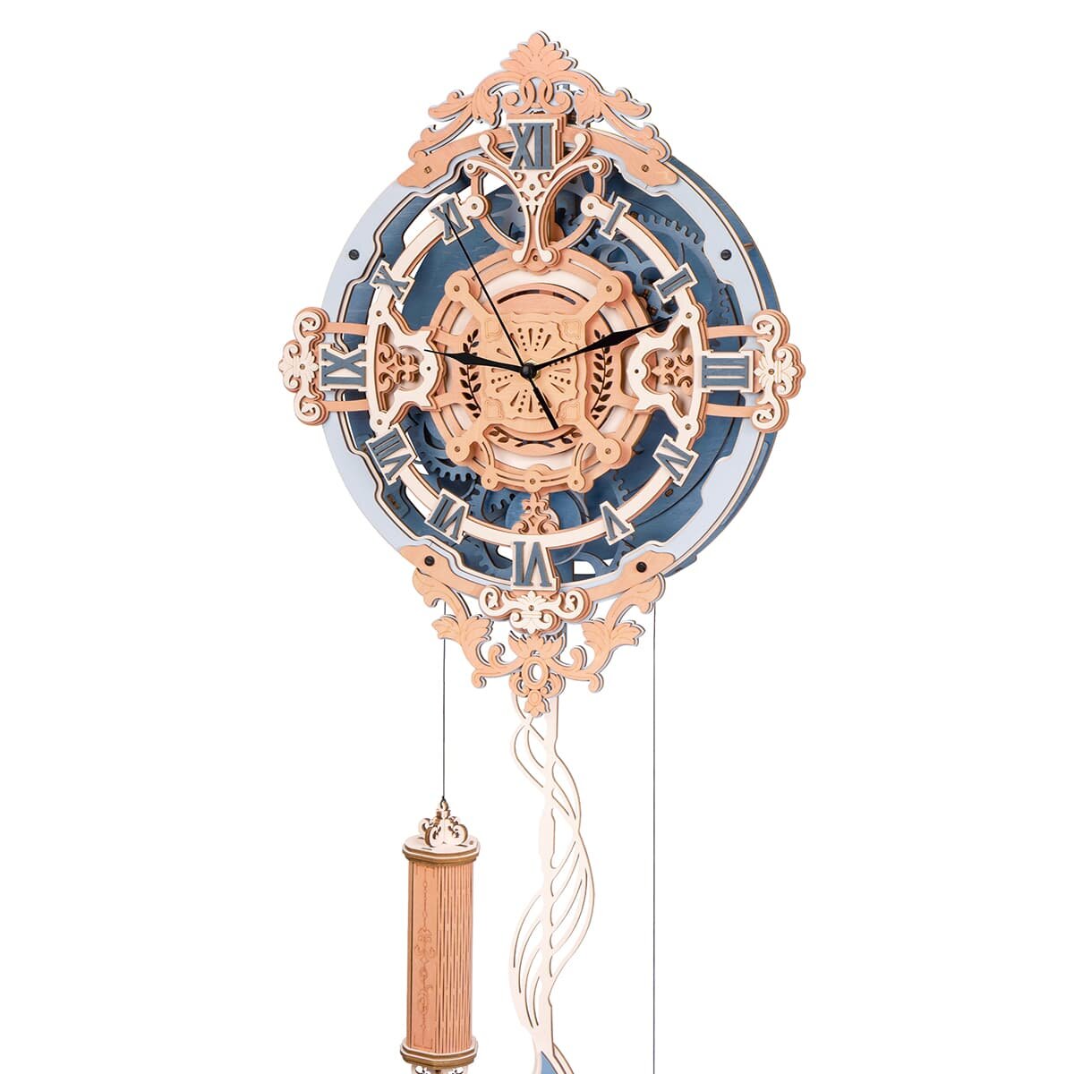 Drevené mechanické 3D puzzle - Romantické nástenné hodiny ROKR LC701