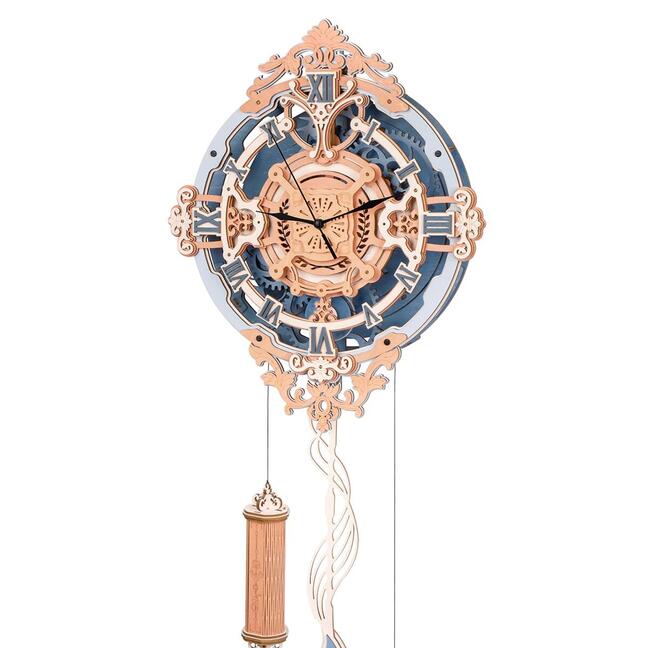 Drevené mechanické 3D puzzle - Romantické nástenné hodiny ROKR LC701