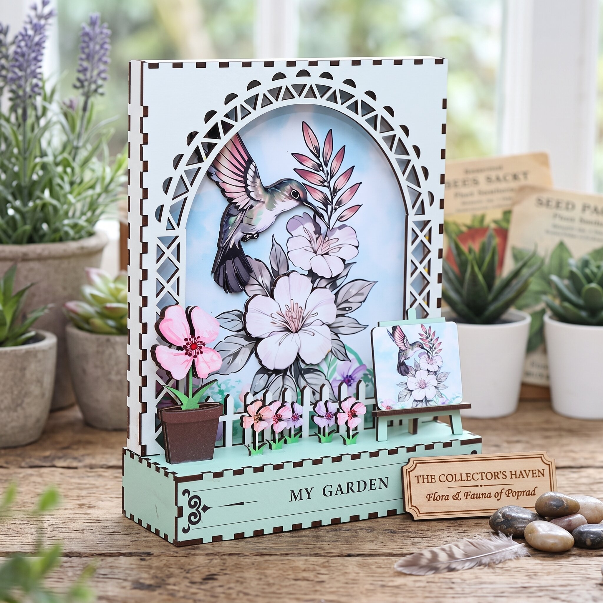 Kolibrie in een bloeiende tuin