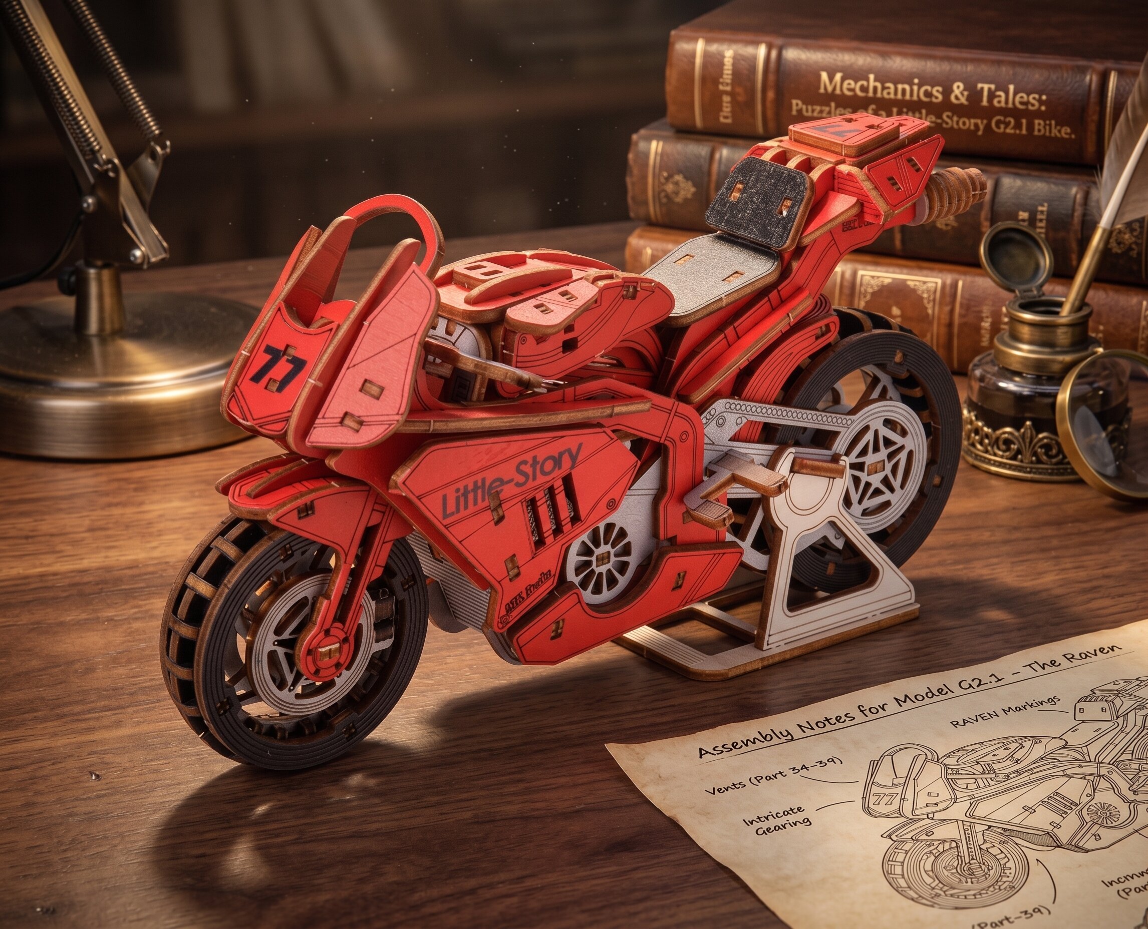 Punane Grand Prix mootorratas Little Story E021R