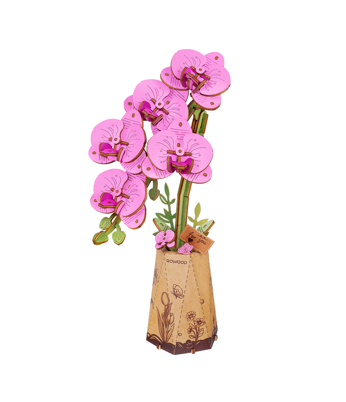 Drevené 3D puzzle - Fialová motýľová orchidea ROWOOD TW091