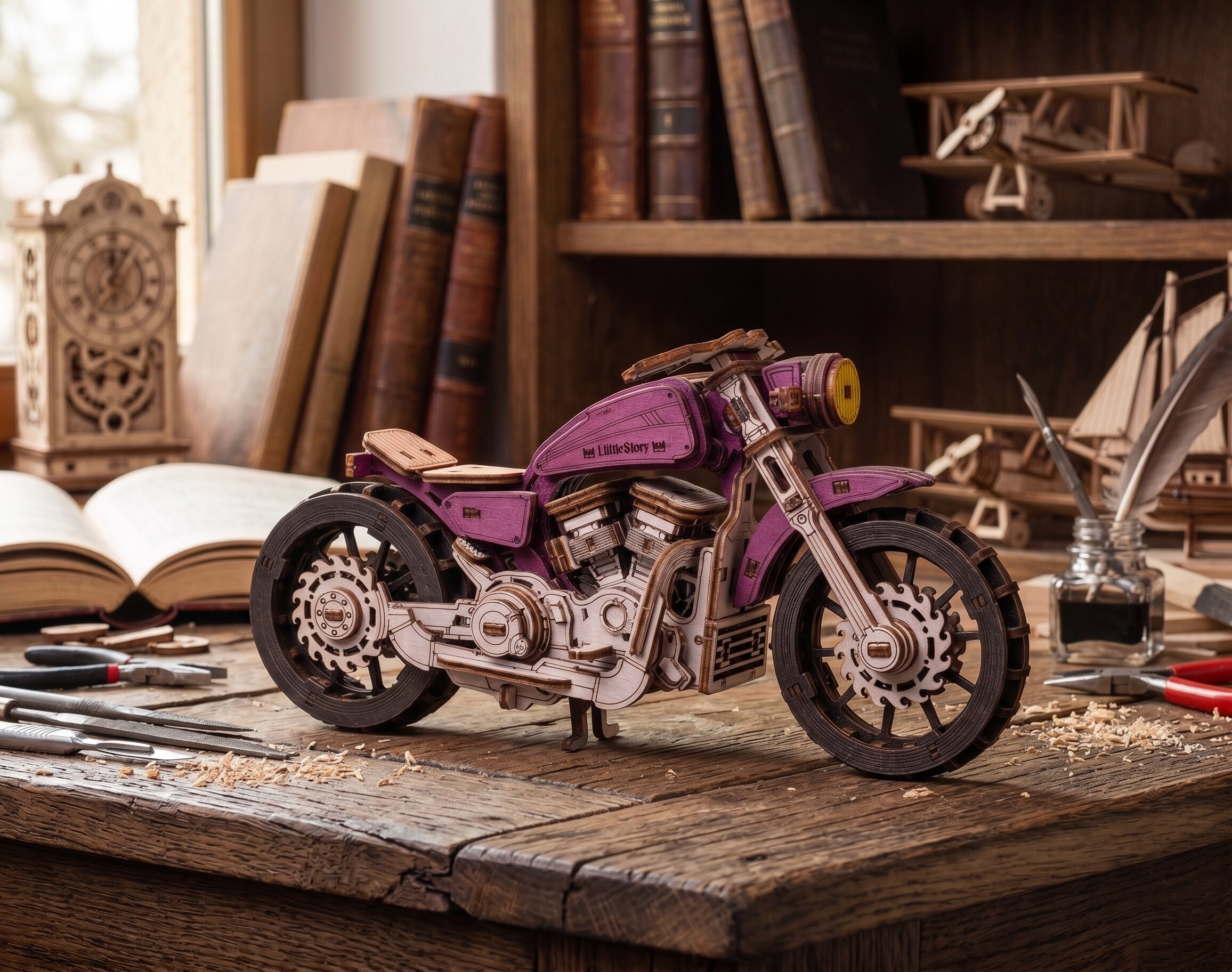 Motocicleta Speedtail roxa Little Story E020P