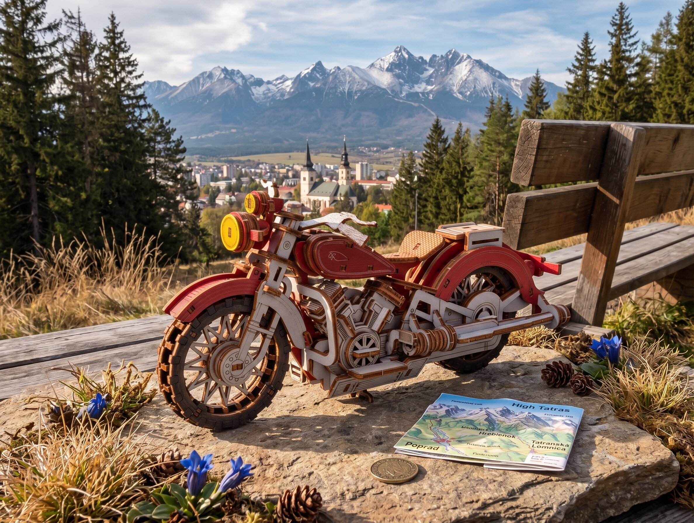 Röd Comanche motorcykel Little Story E023R
